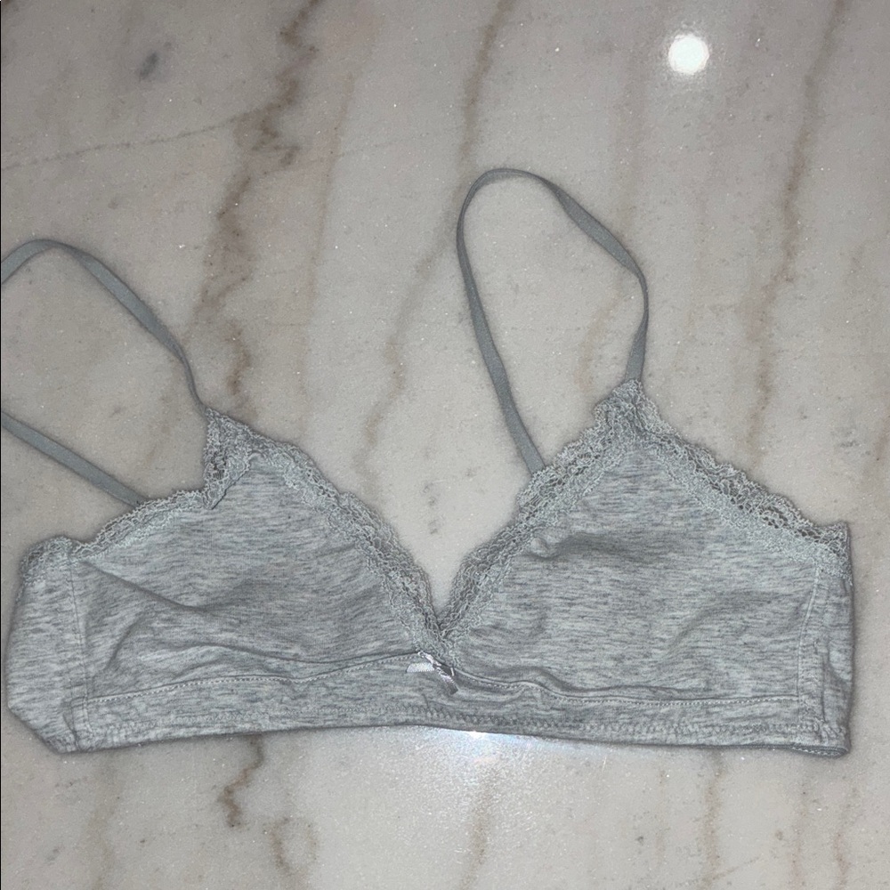 Gray Lace Trim Bralette